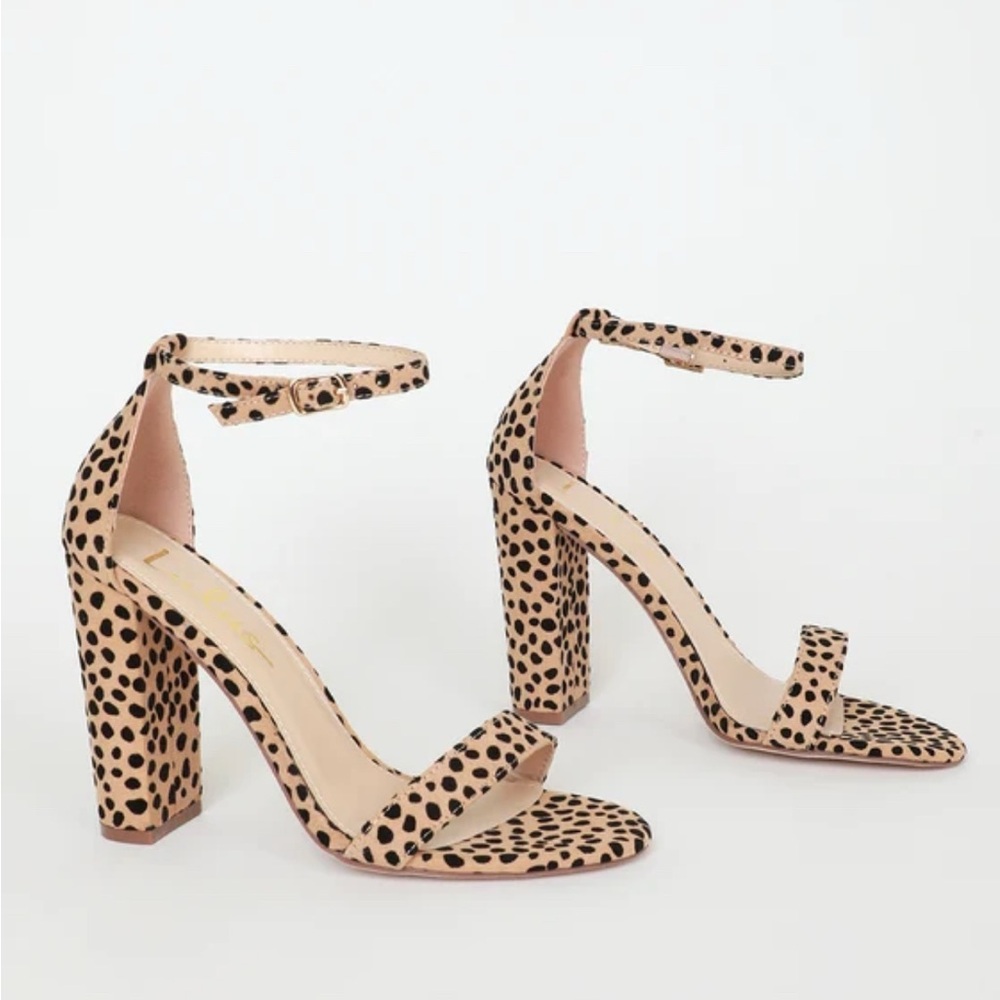 Lulu's Heels - Taylor Baby Cheetah Suede Ankle Strap Heels
